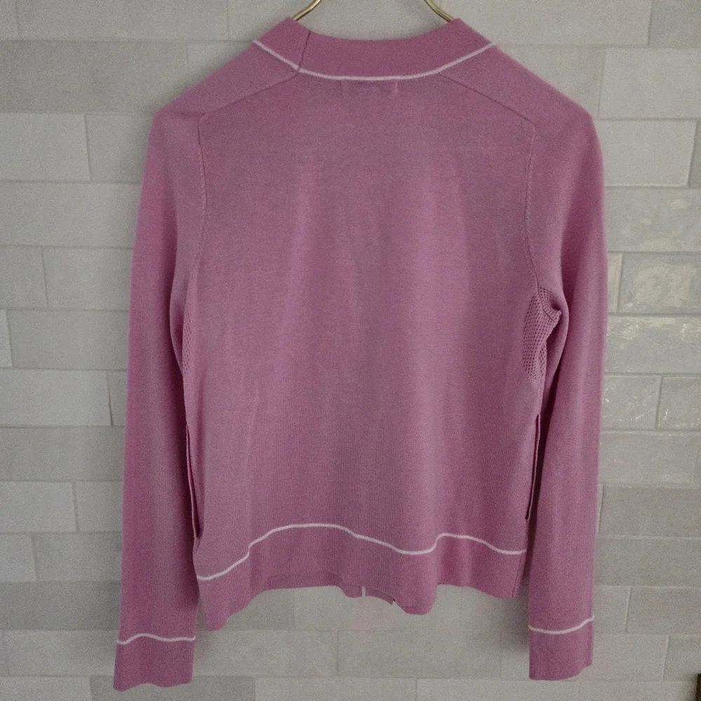 Athleta Lightweight Merino Wool Lyocell Button Cardigan Sweater Quartz Pink XS - Picture 8 of 8